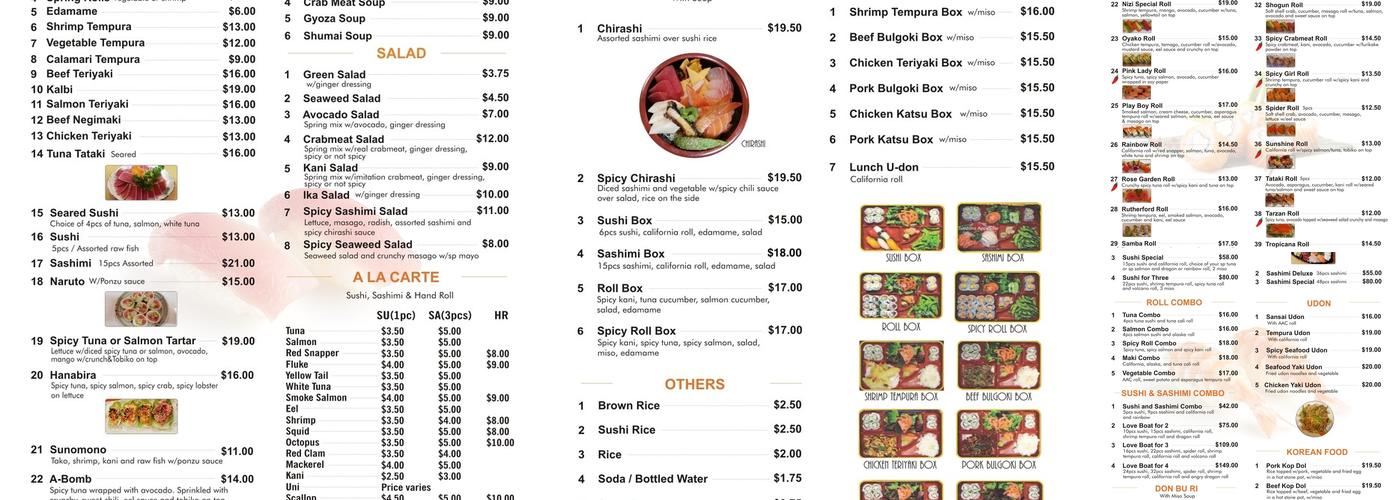 Nizi Sushi Menu