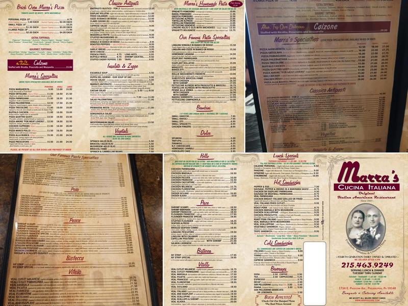 Marra's Menu
