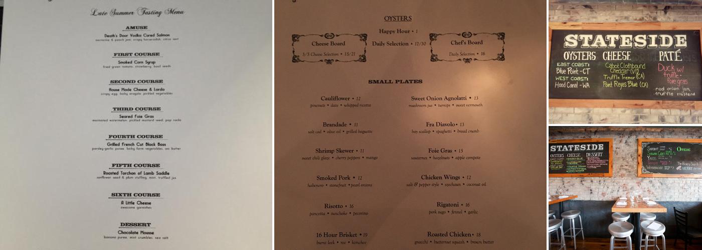 Stateside Menu