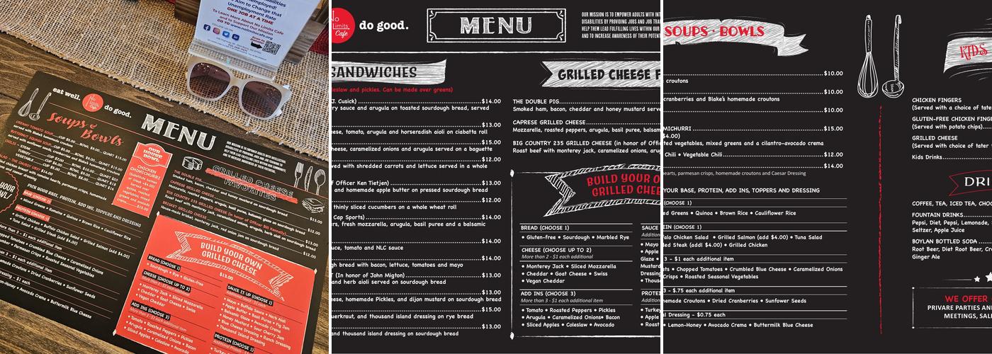 No Limits Cafe Menu