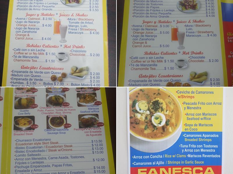 Las Penas Menu