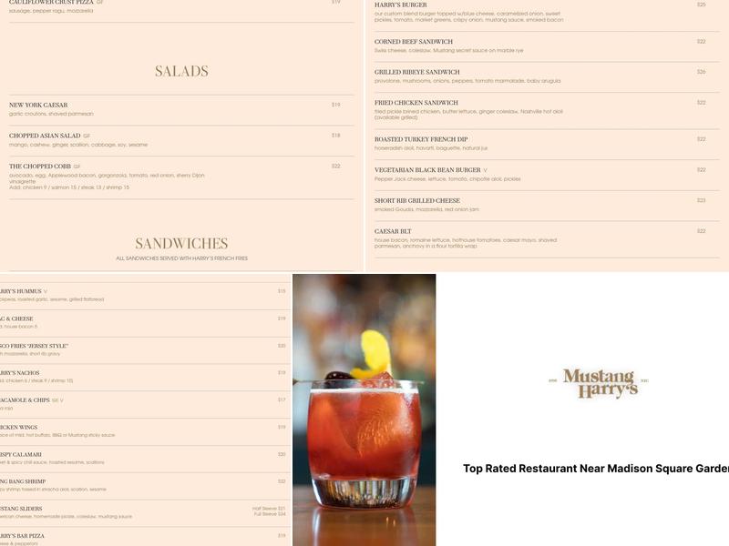 Mustang Harry's Menu