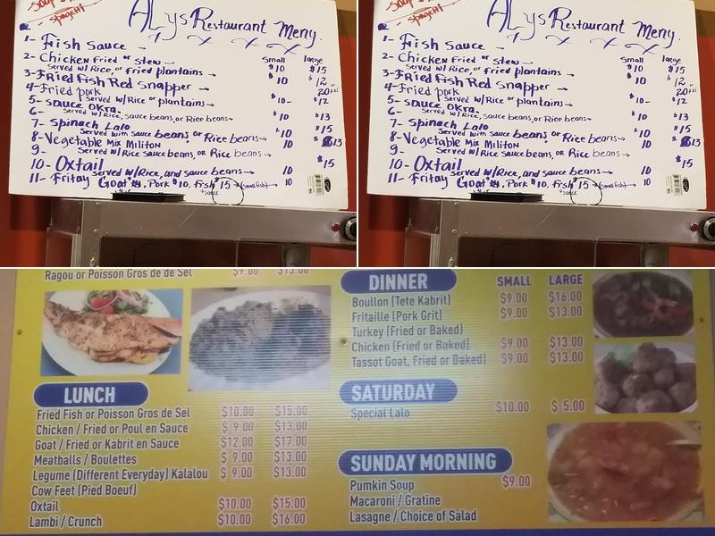 Aly's Restaurant Menu