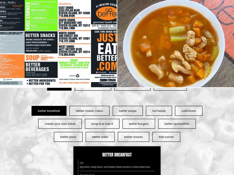 Better Gourmet Health Kitchen Menu