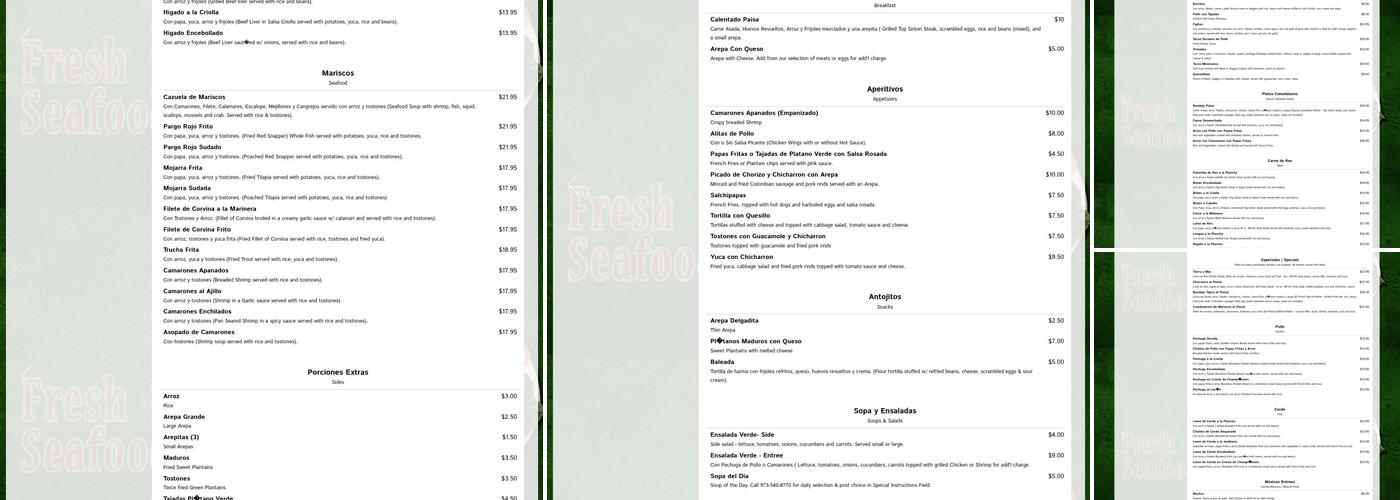 El Portal Restaurante in Morristown Menu