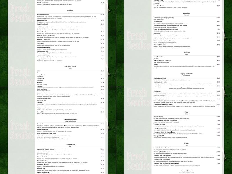 El Portal Restaurante in Morristown Menu