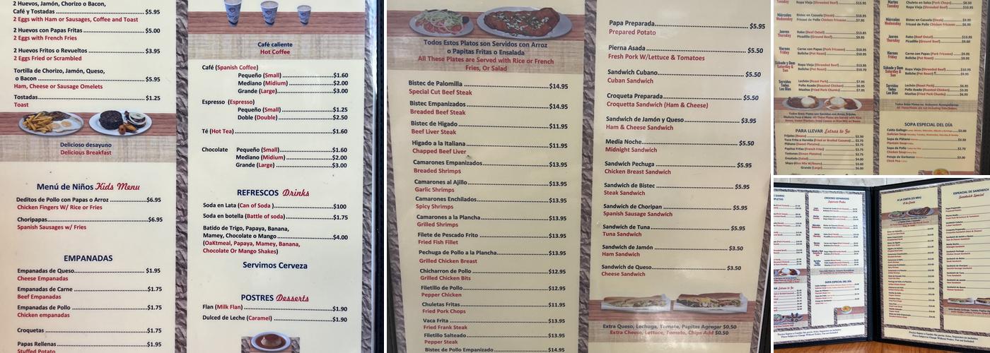 Gilberto's Cafeteria Menu