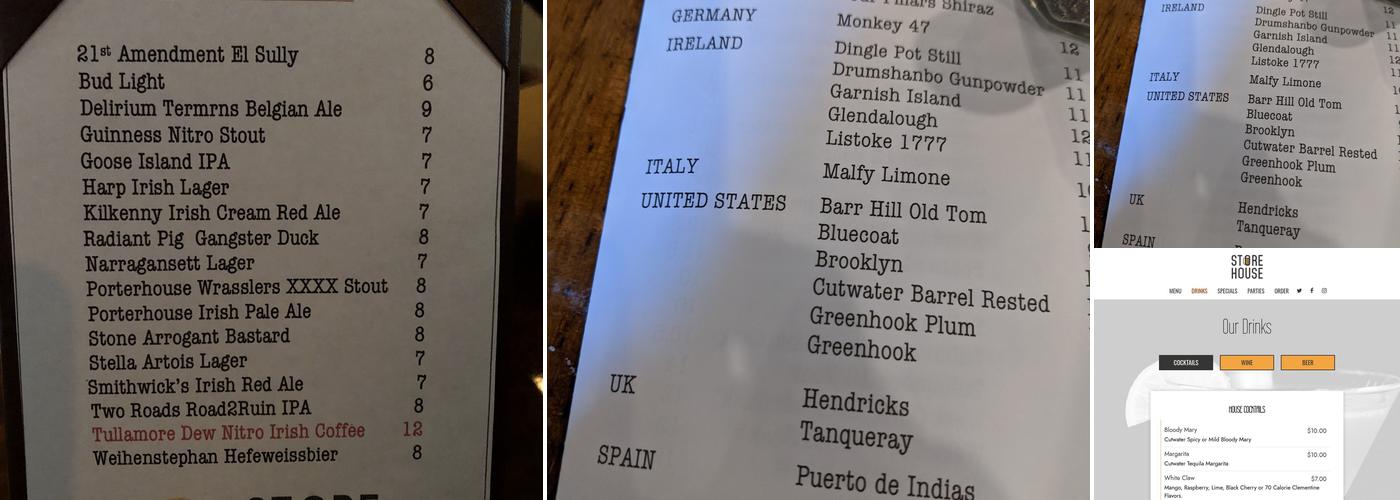 Storehouse Menu