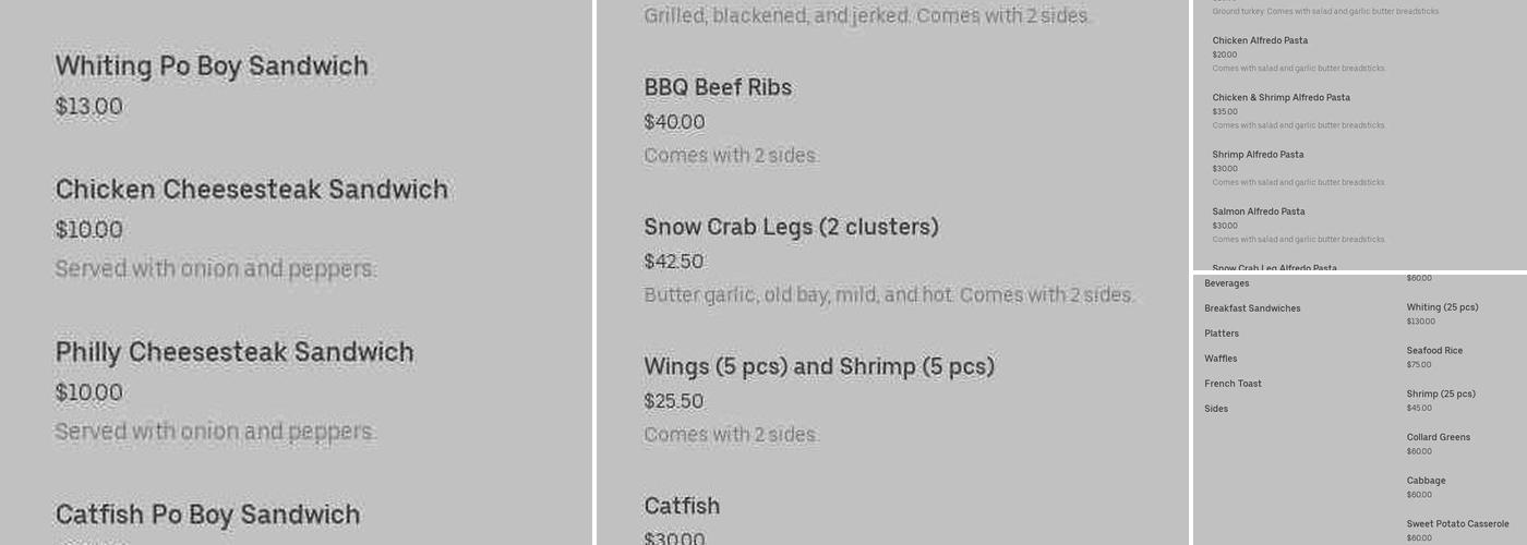 Delicious Foods Bakery Menu