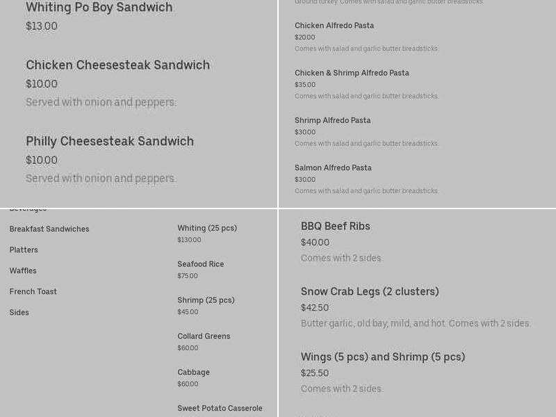 Delicious Foods Bakery Menu