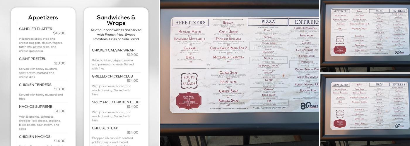 River Street Garage Menu