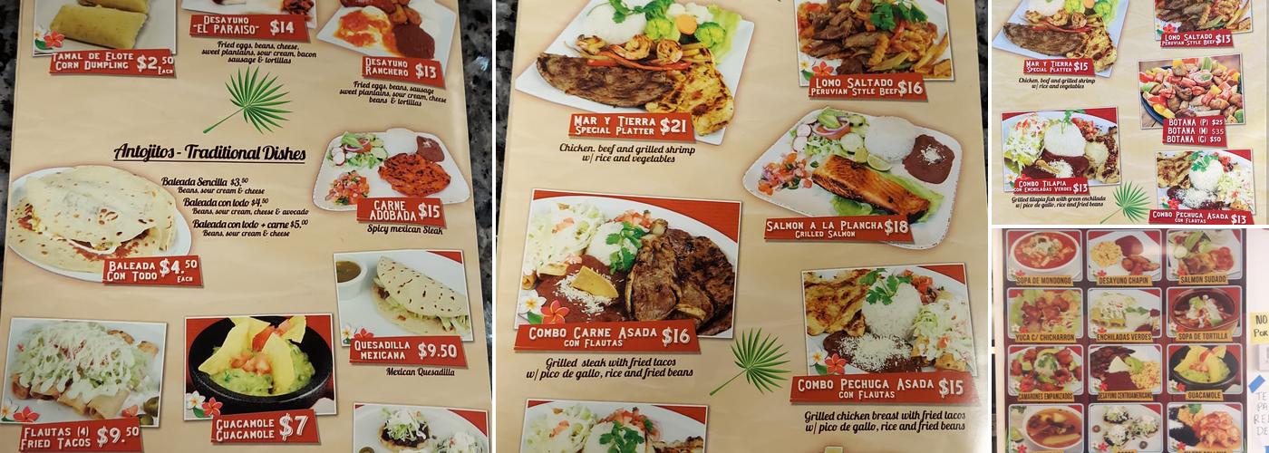 El Paraiso Mex Menu