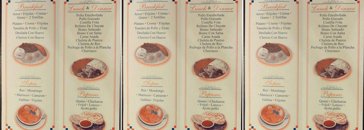 Pupuseria Los Nueve Vientos Osicala Menu