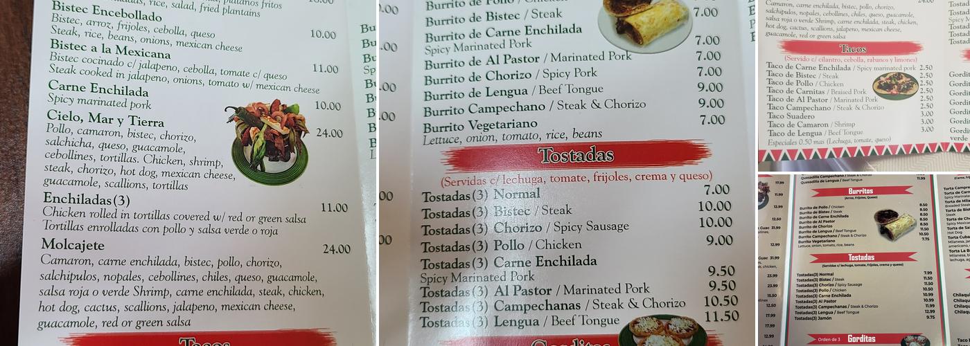 La Bamba Menu