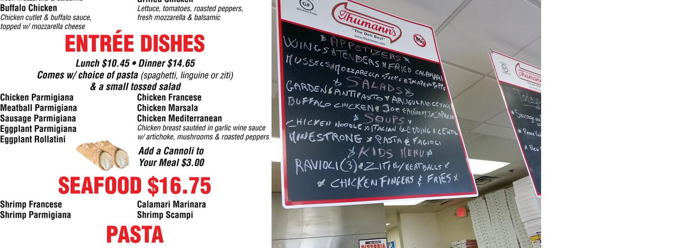 Joe and Anthony's Pizza Menu