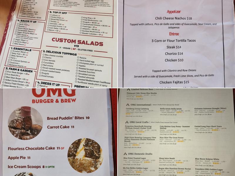 OMG Burgers & Brew Menu