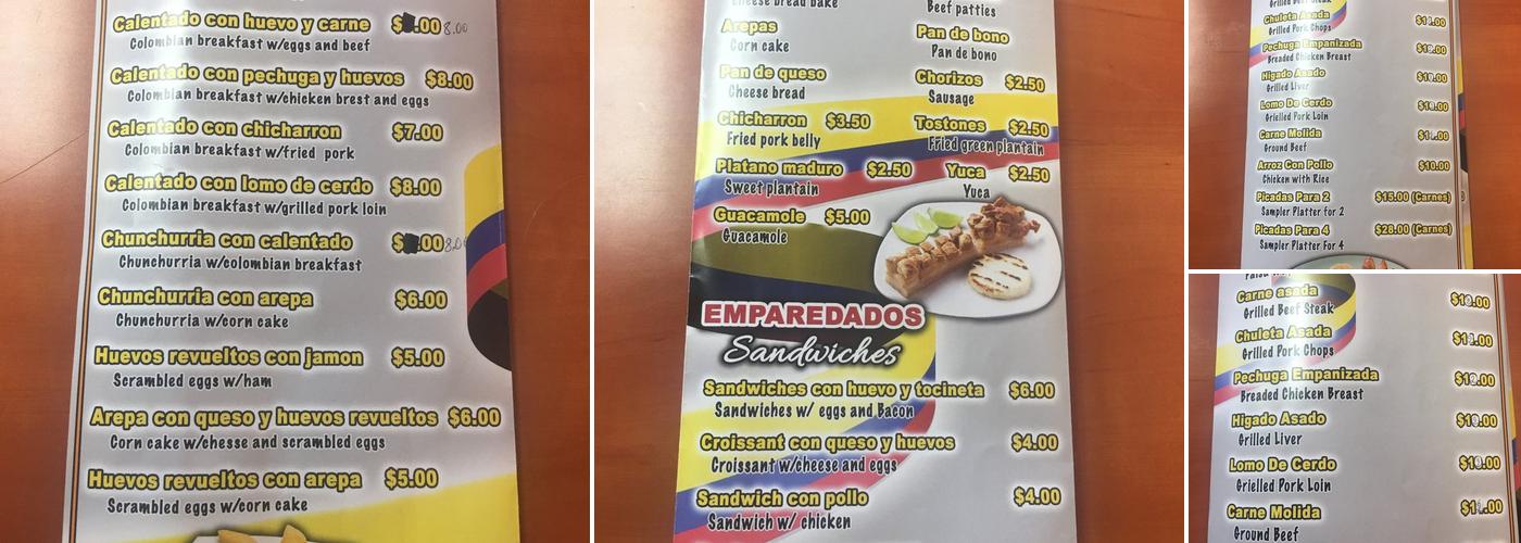 Mi Colombia Linda Menu