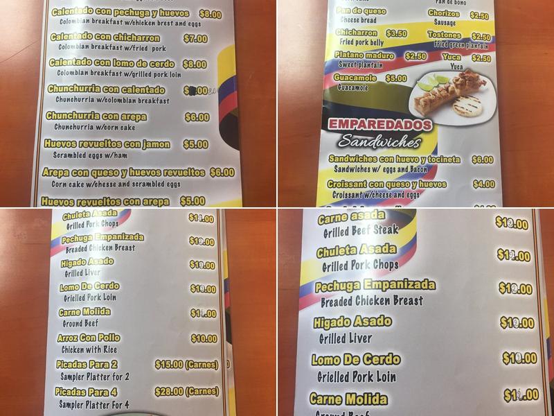 Mi Colombia Linda Menu