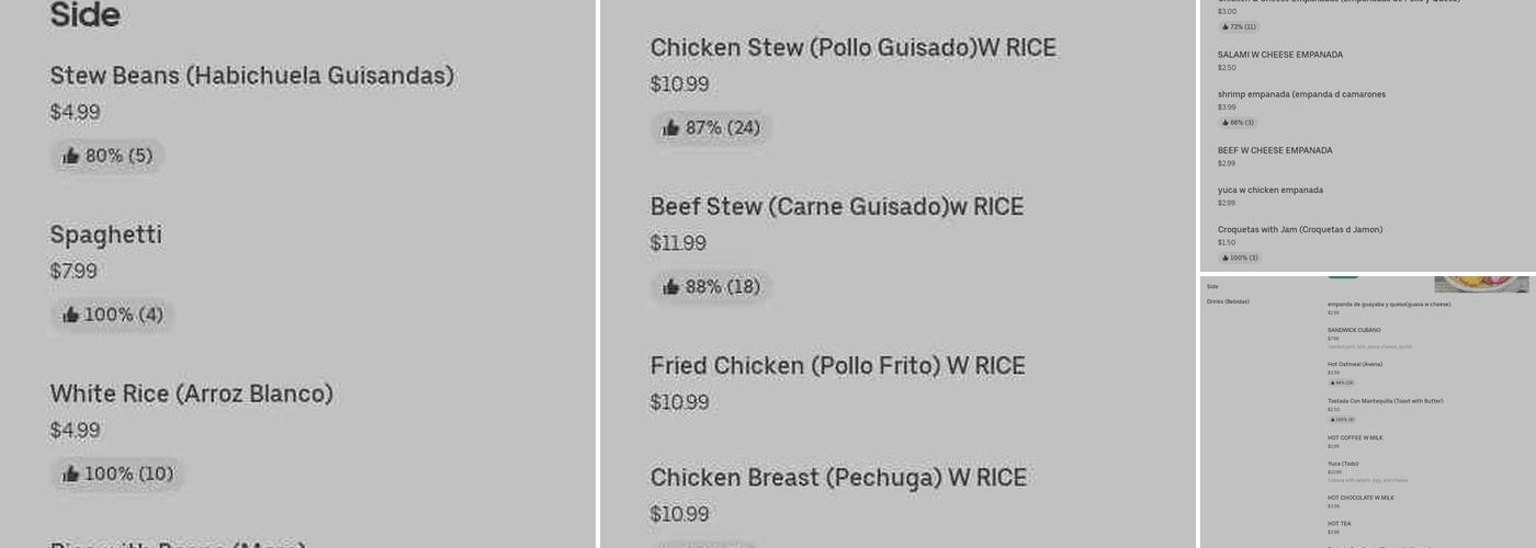 Candy Restaurant Menu