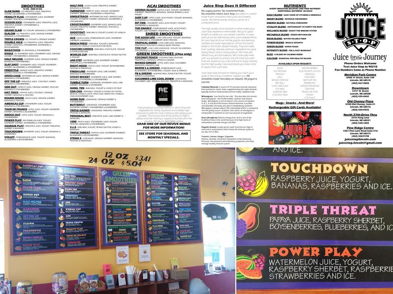 Juice Stop Menu