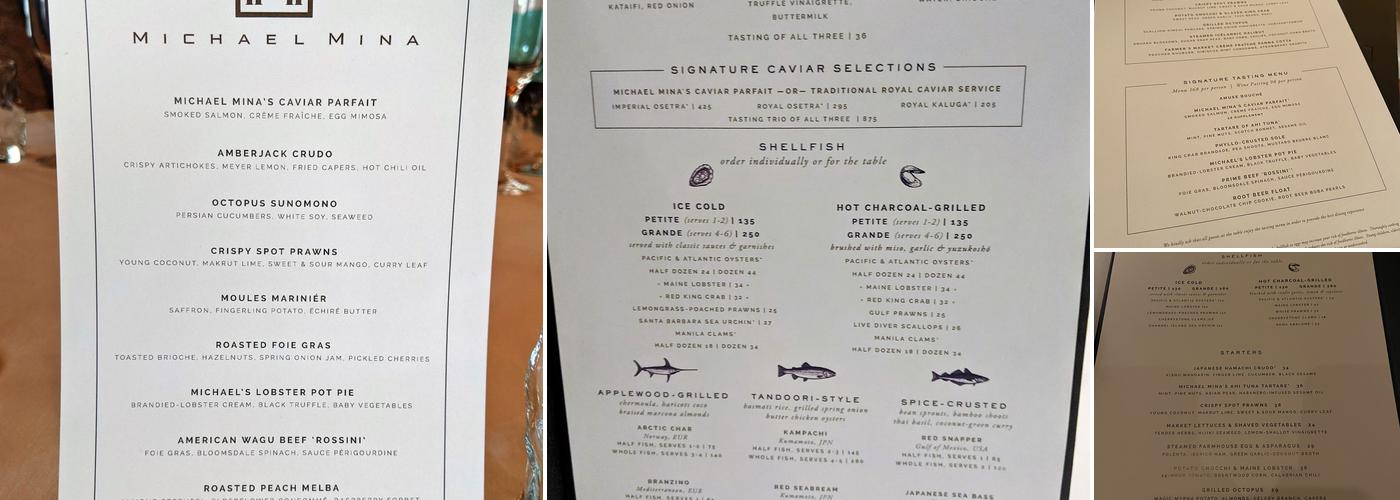 Michael Mina Menu