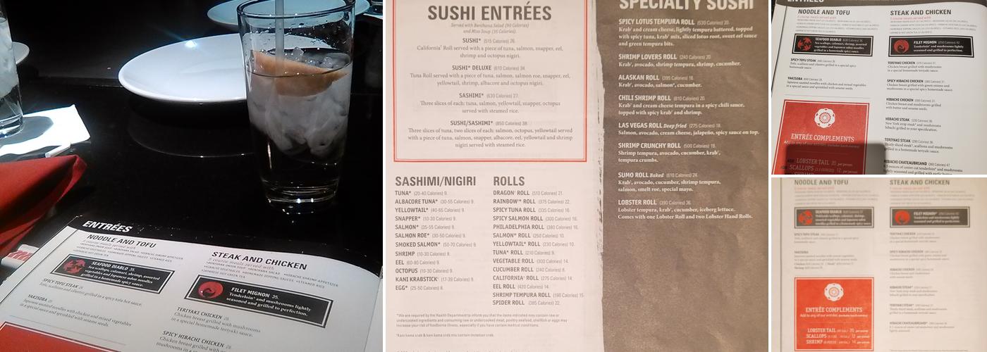 Benihana Menu