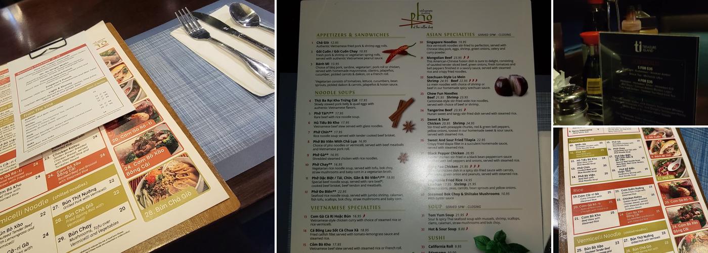Pho at Treasure Island Menu