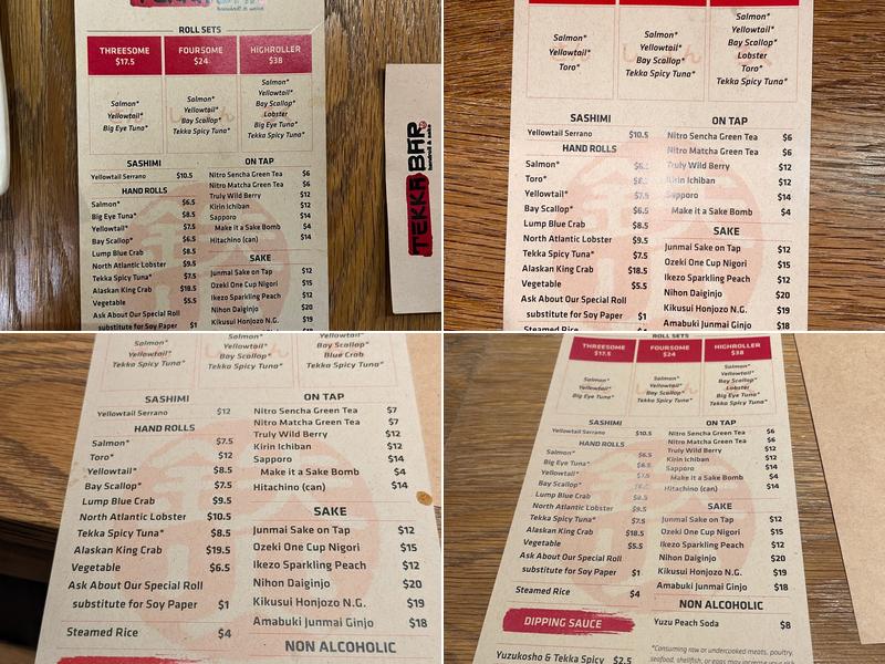 Tekka Bar: Handroll & Sake Menu