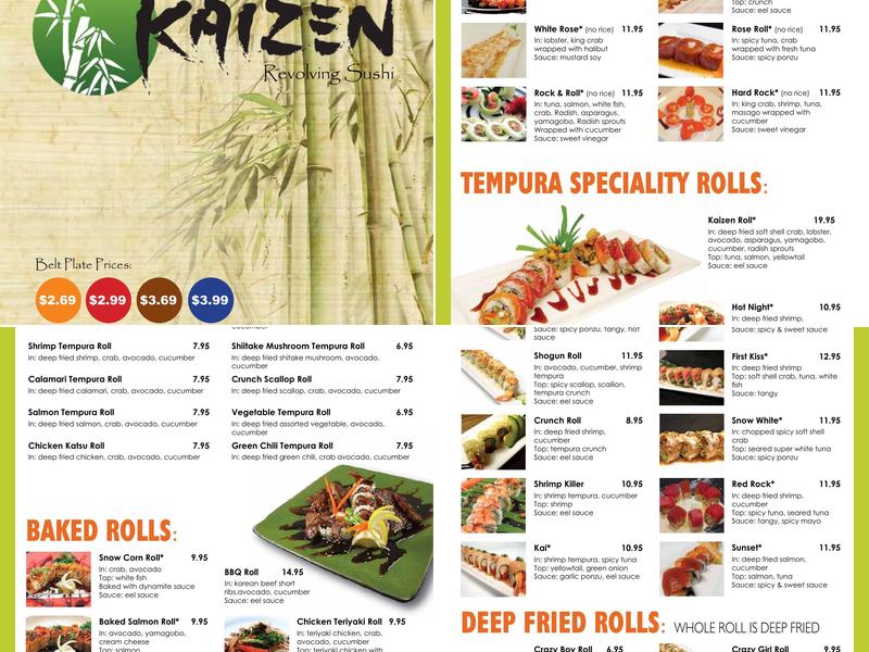 KAIZEN REVOLVING SUSHI Menu