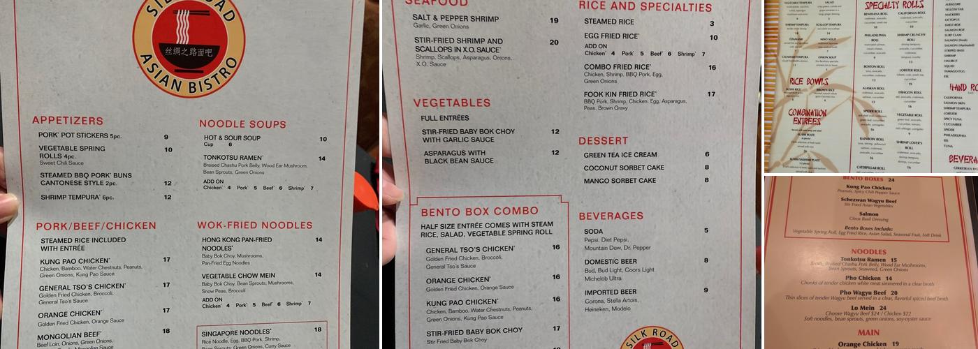 Silk Road Asian Bistro Menu