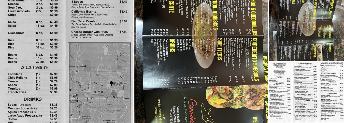 Comederito Menu