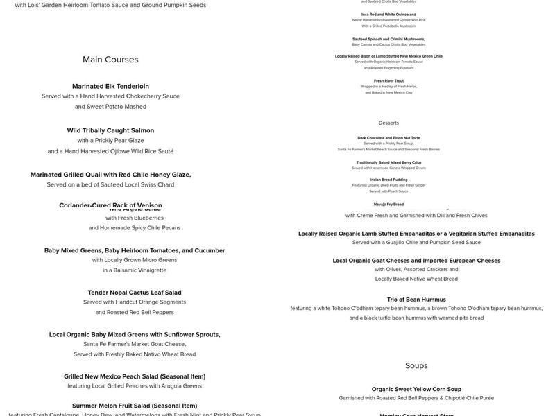 Red Mesa Cuisine Menu