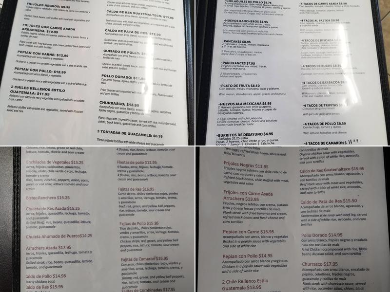 Chapin & Mex Restaurant Menu