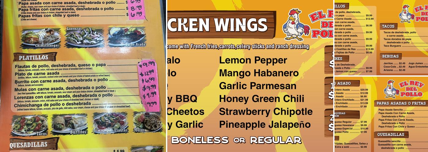 El Rey Del Pollo Santa Fe Menu