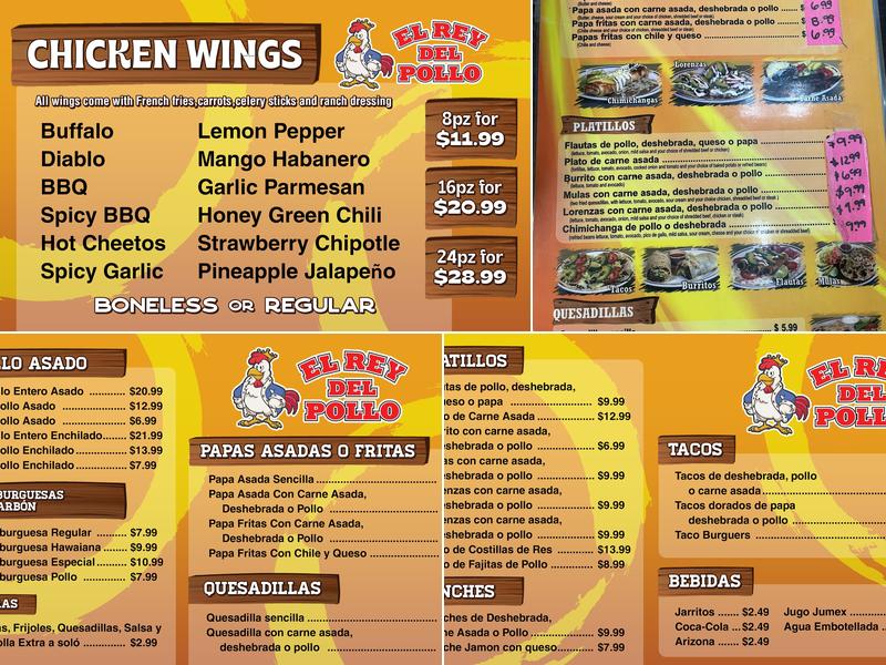 El Rey Del Pollo Santa Fe Menu