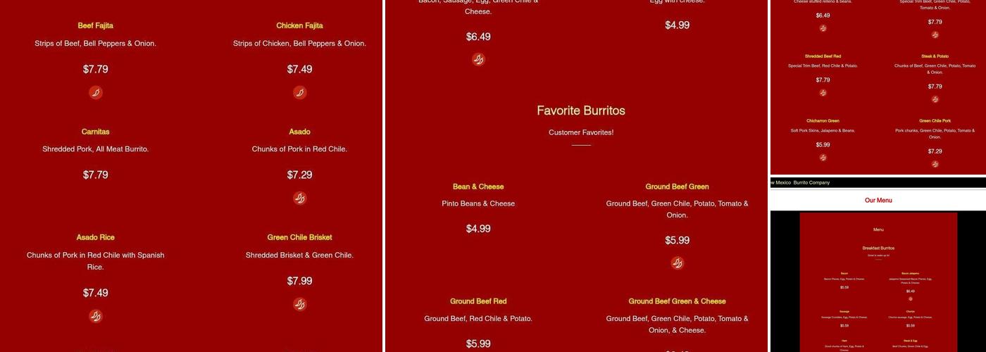 New Mexico Burrito Company Menu