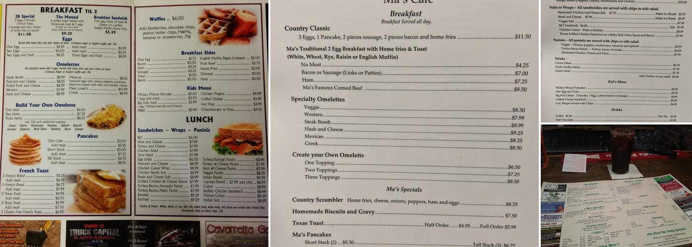 Ma's Cafe Menu