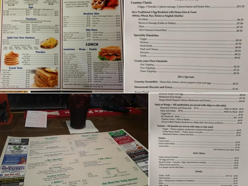 Ma's Cafe Menu