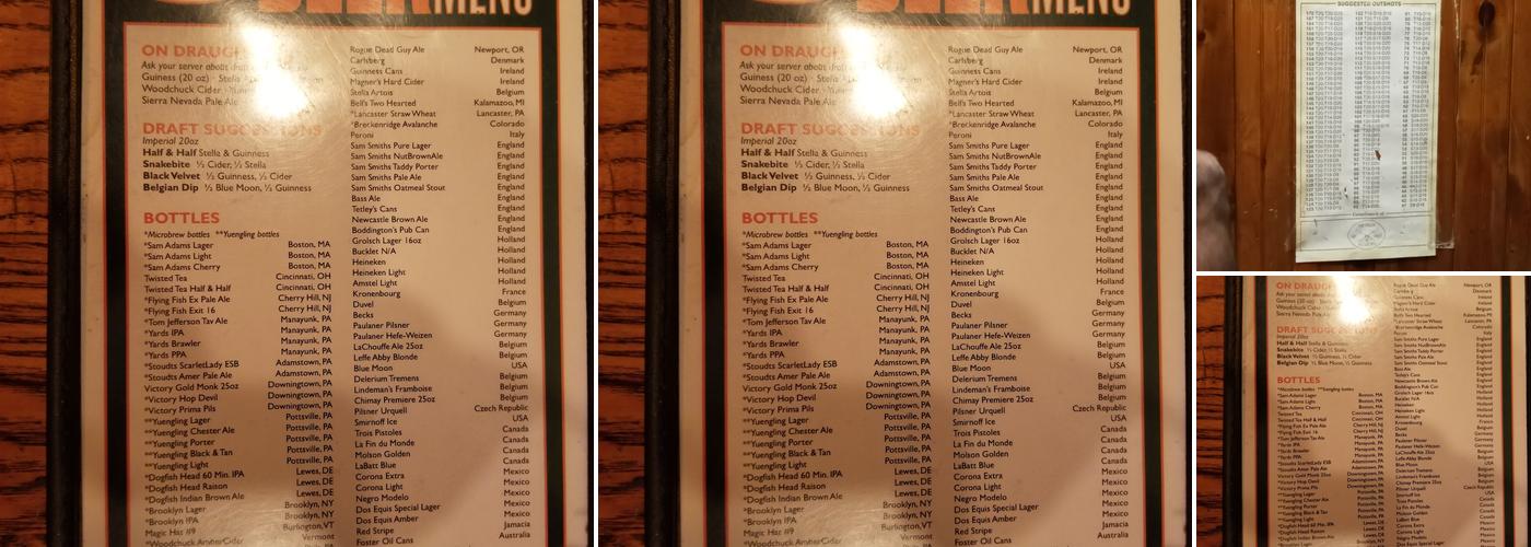 O'Neals Pub Menu
