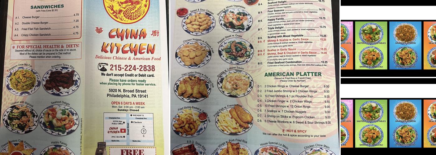 China kitchen Menu