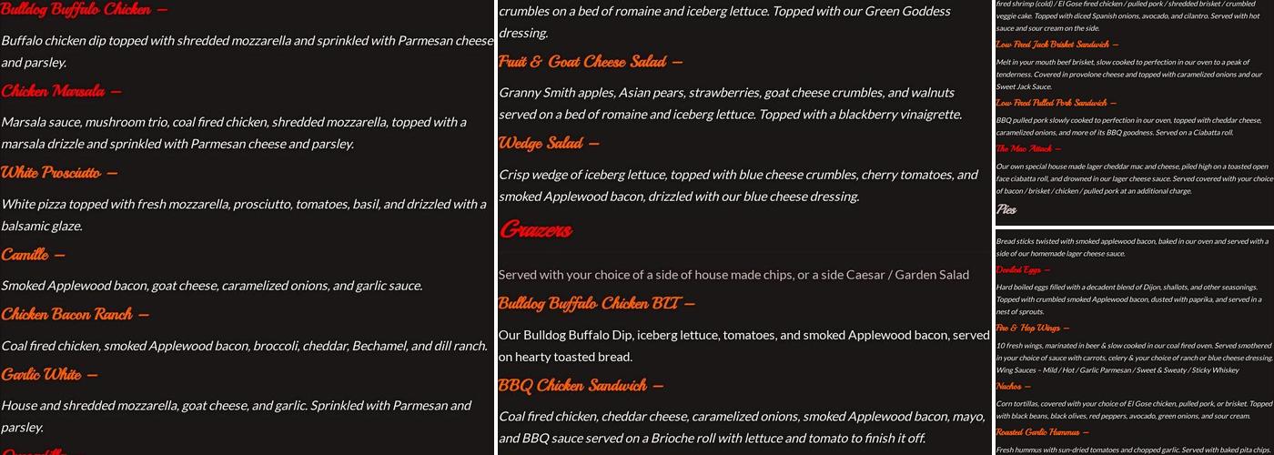 99 Bottles Menu