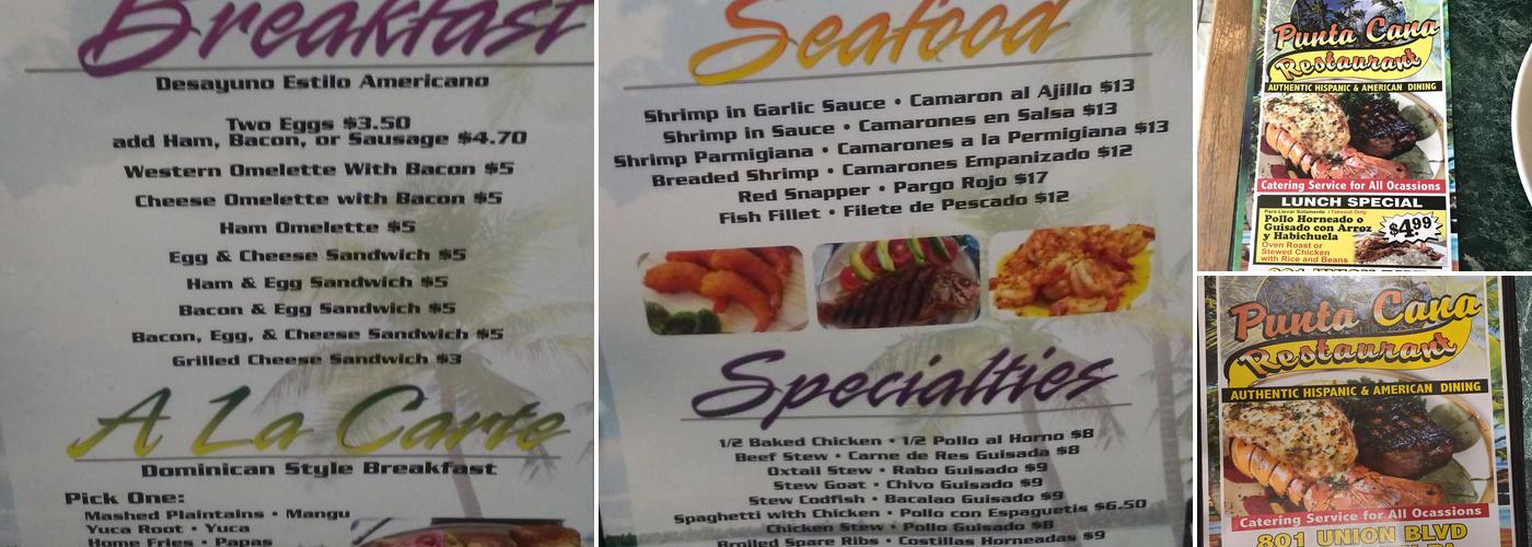 Punta Cana Restaurant Menu