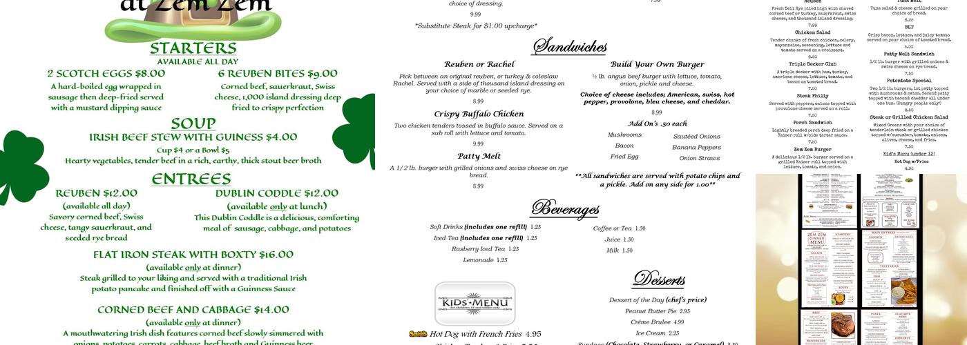 Zem Zem Shrine Club Menu