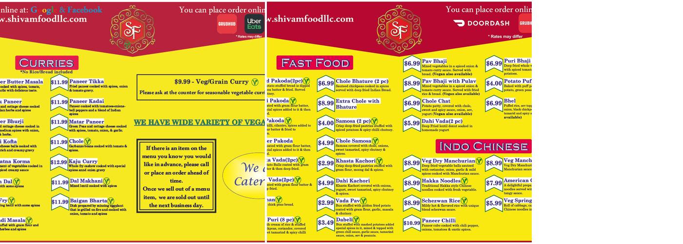Shivam food Menu