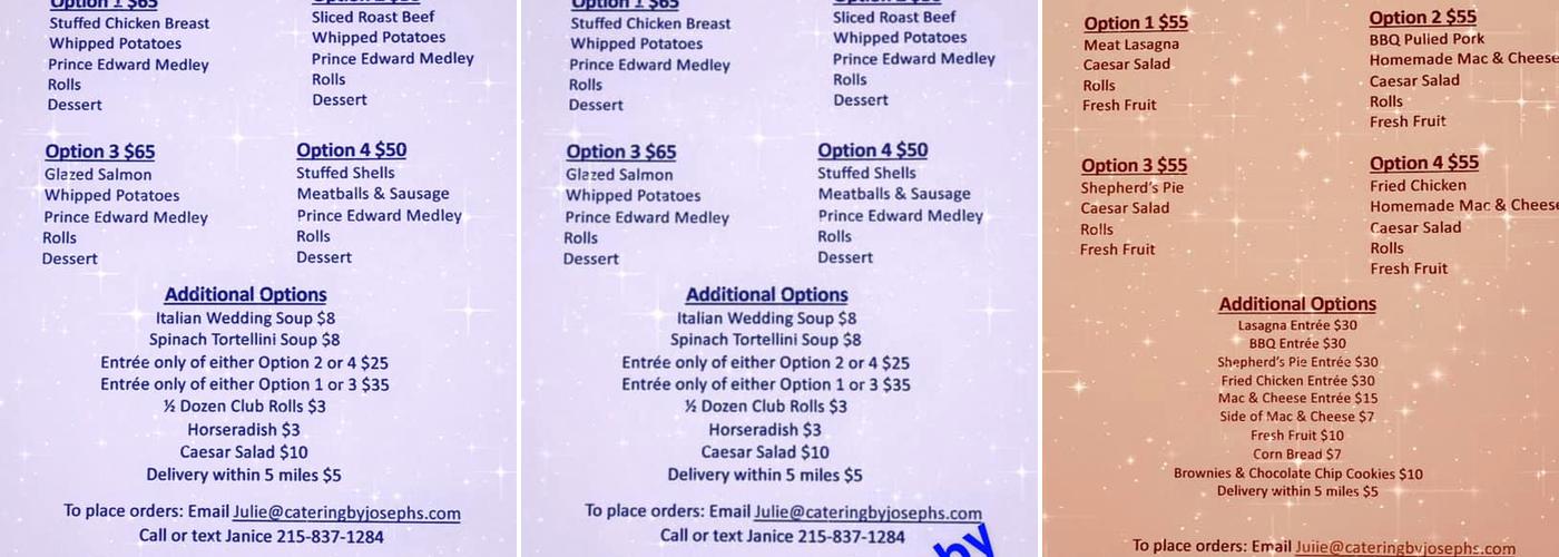 Joseph's Catering Menu