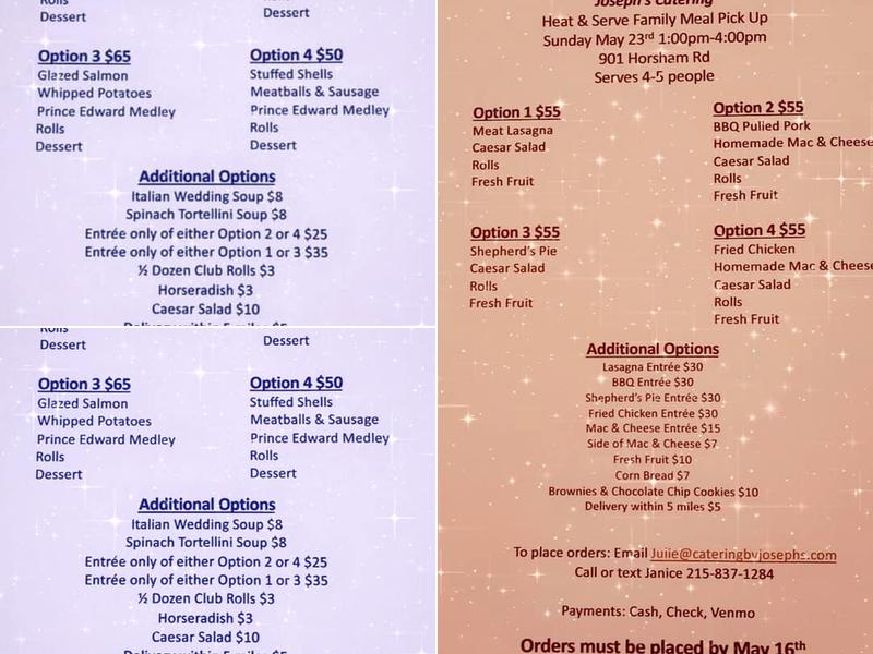 Joseph's Catering Menu