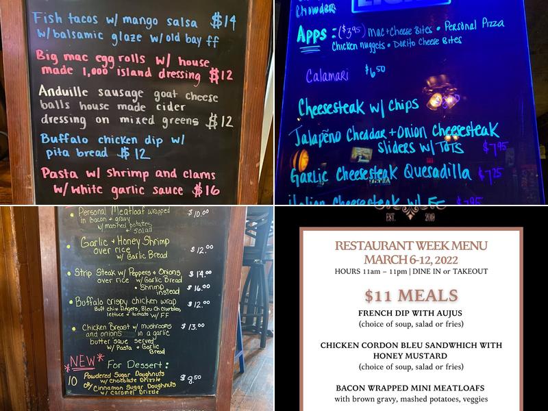 The Bath Exchange Menu