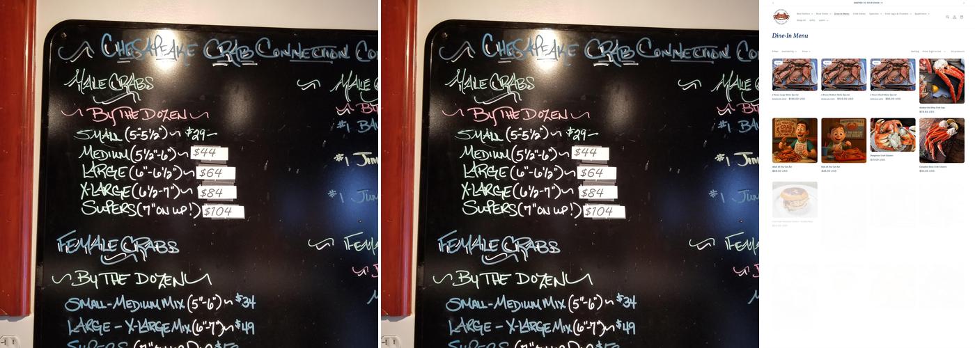 Chesapeake Crab Connection Menu