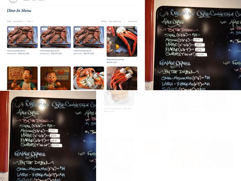 Chesapeake Crab Connection Menu