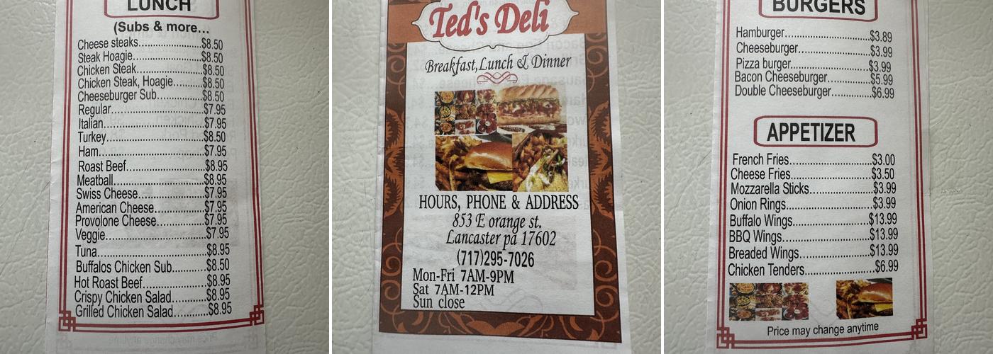 Ted's Menu